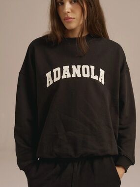 Adanola Black Sweatshirt with White Logo - Women's Pullover